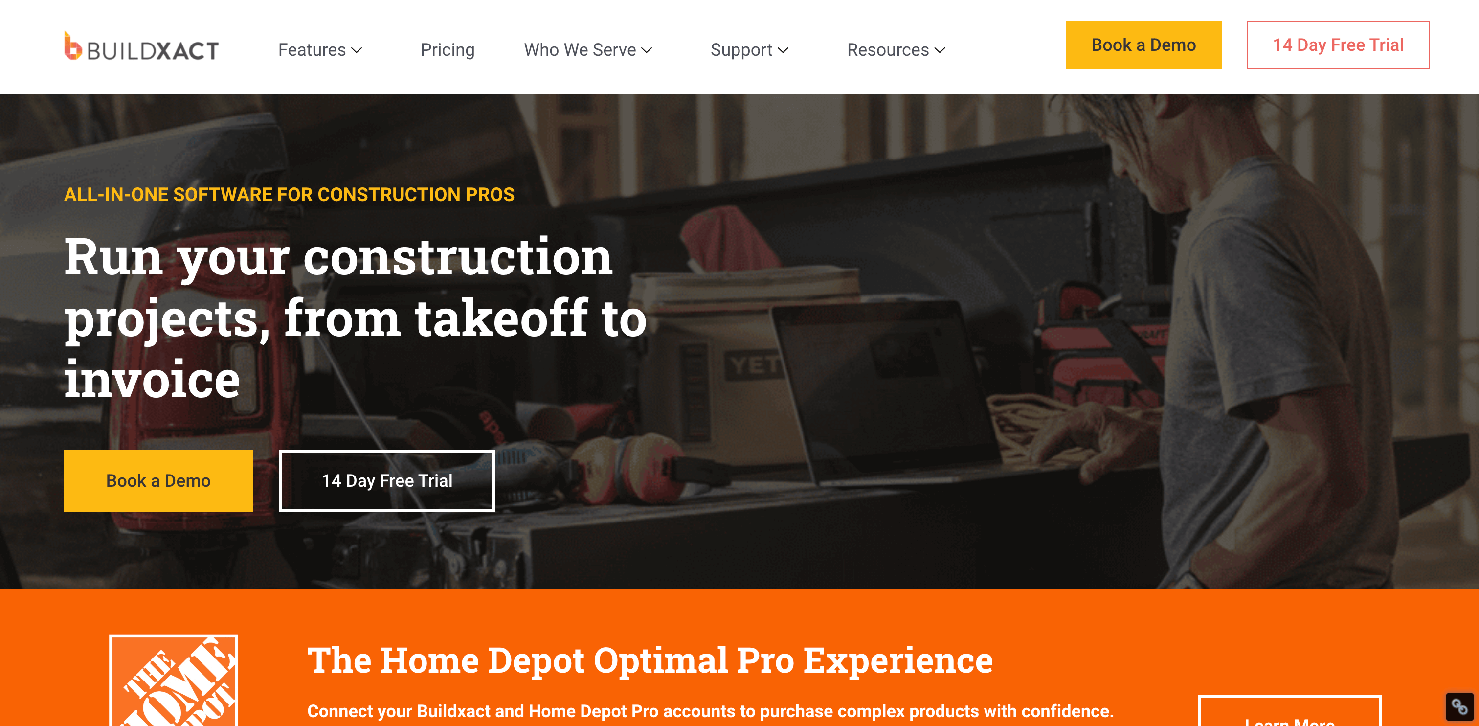 Buildxact homepage